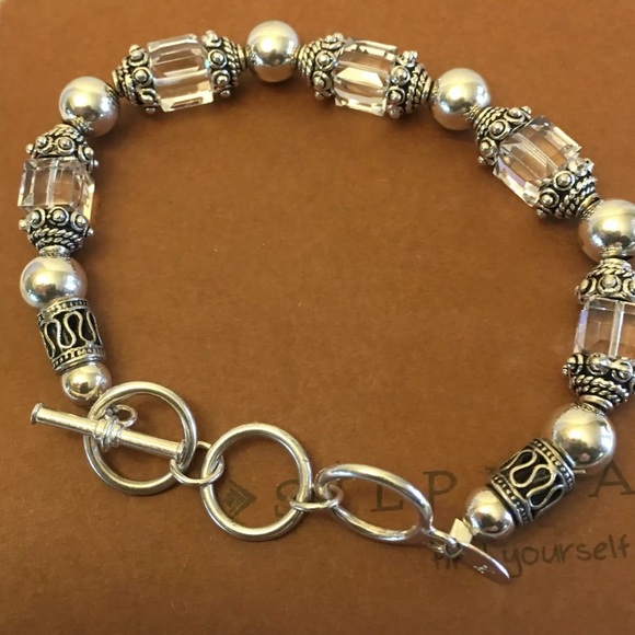 Silpada Sterling Silver Swarovski Crystal Bead Bracelet Toggle Clasp B1147 - Picture 8 of 15